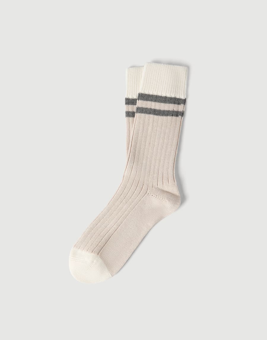 Cotton socks with stripes Buff Man - Brunello Cucinelli