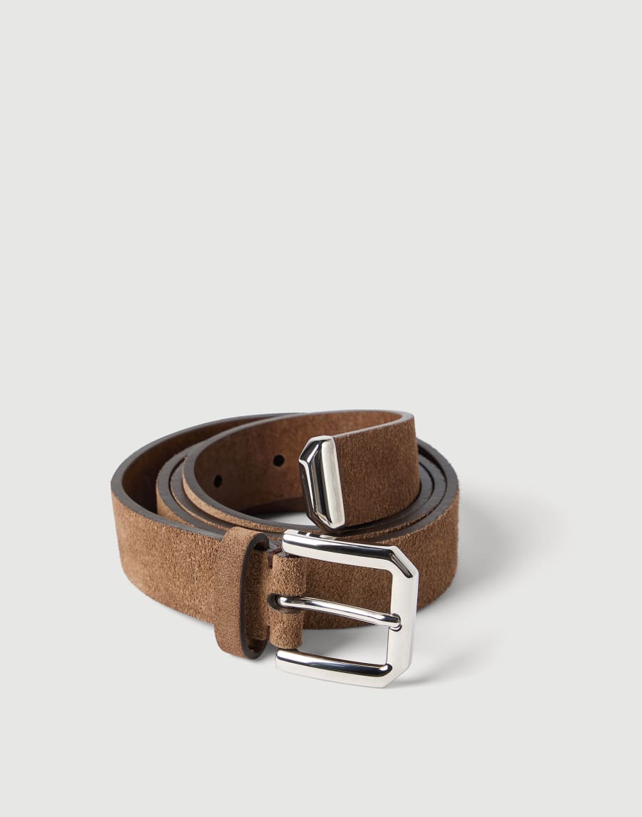 Reversed leather belt Chestnut Man - Brunello Cucinelli