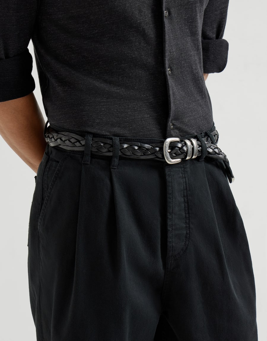 Cinturón en piel de becerro trenzada Negro Hombre - Brunello Cucinelli