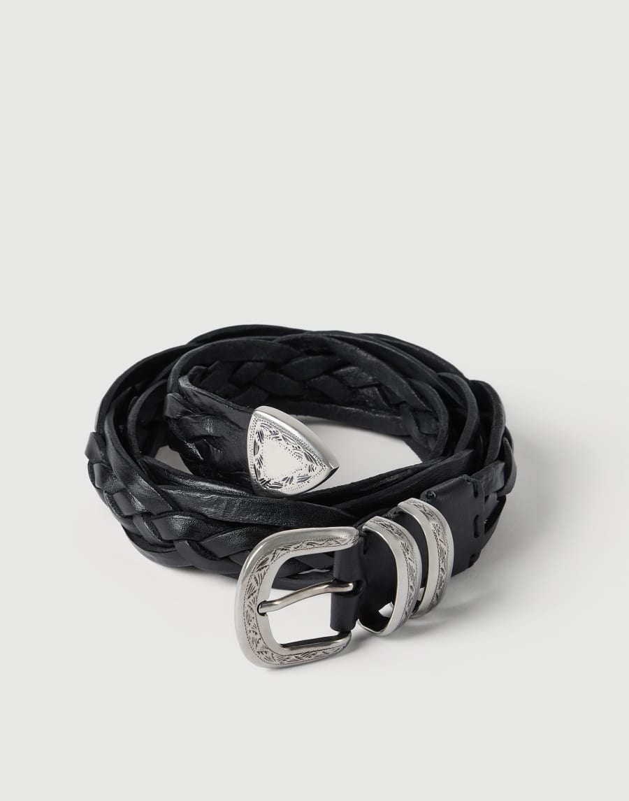 Braided calfskin belt Black Man - Brunello Cucinelli