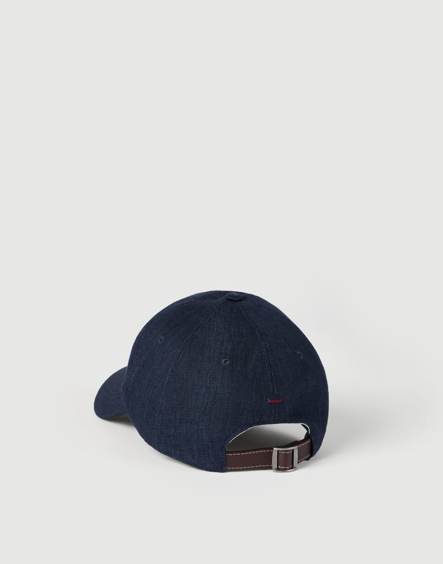 Délavé linen Baseball cap Navy Blue Man - Brunello Cucinelli