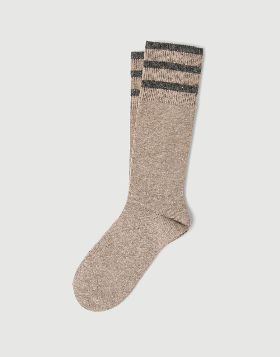 Sparkling knit socks Beige Woman - Brunello Cucinelli