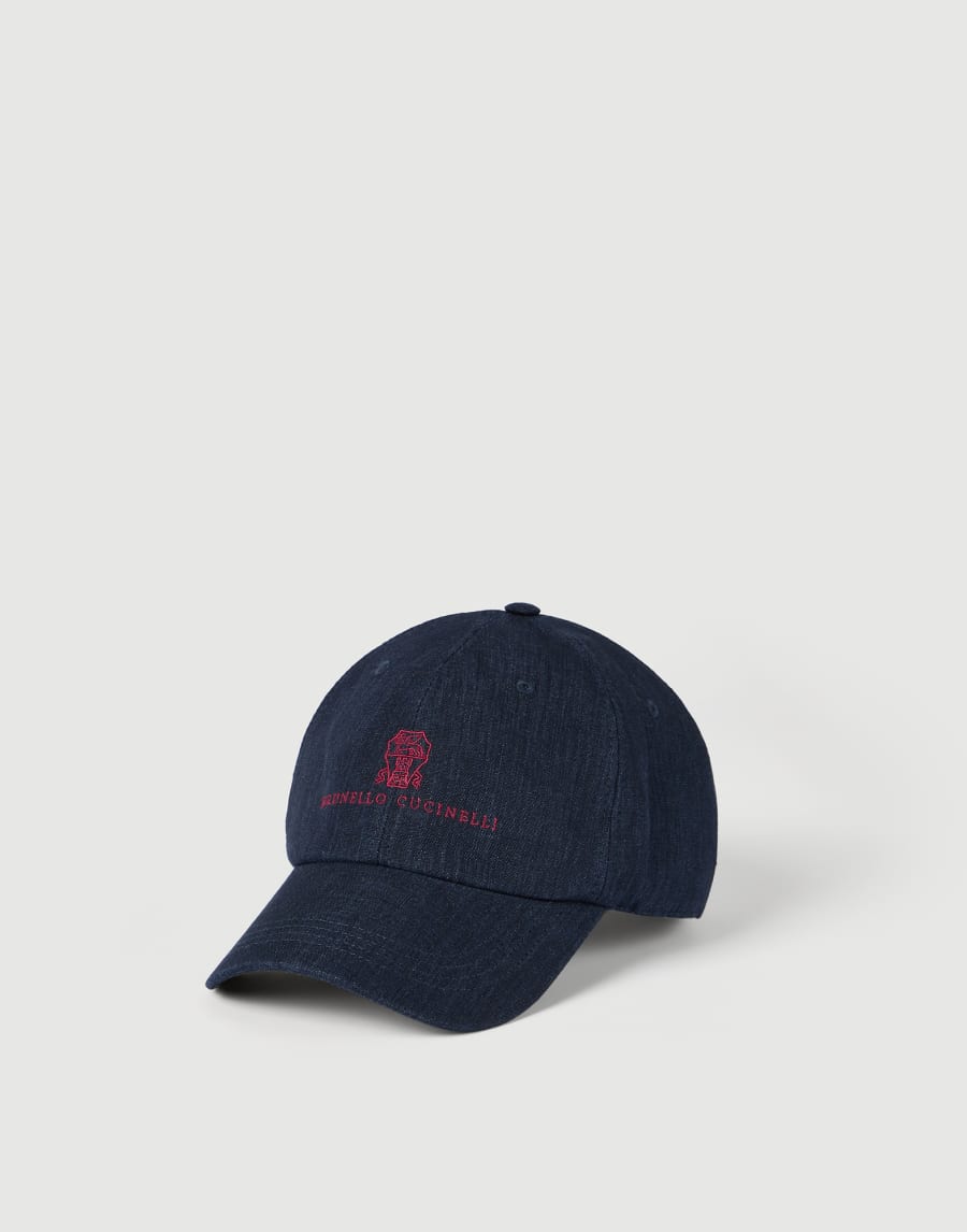 Délavé linen Baseball cap Navy Blue Man - Brunello Cucinelli
