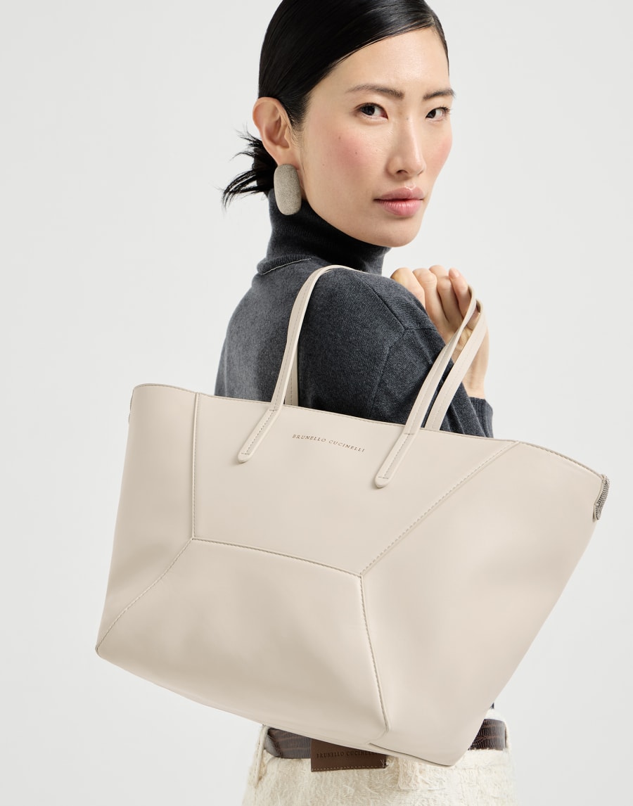 Calfskin small BC Duo bag Ivory Woman - Brunello Cucinelli