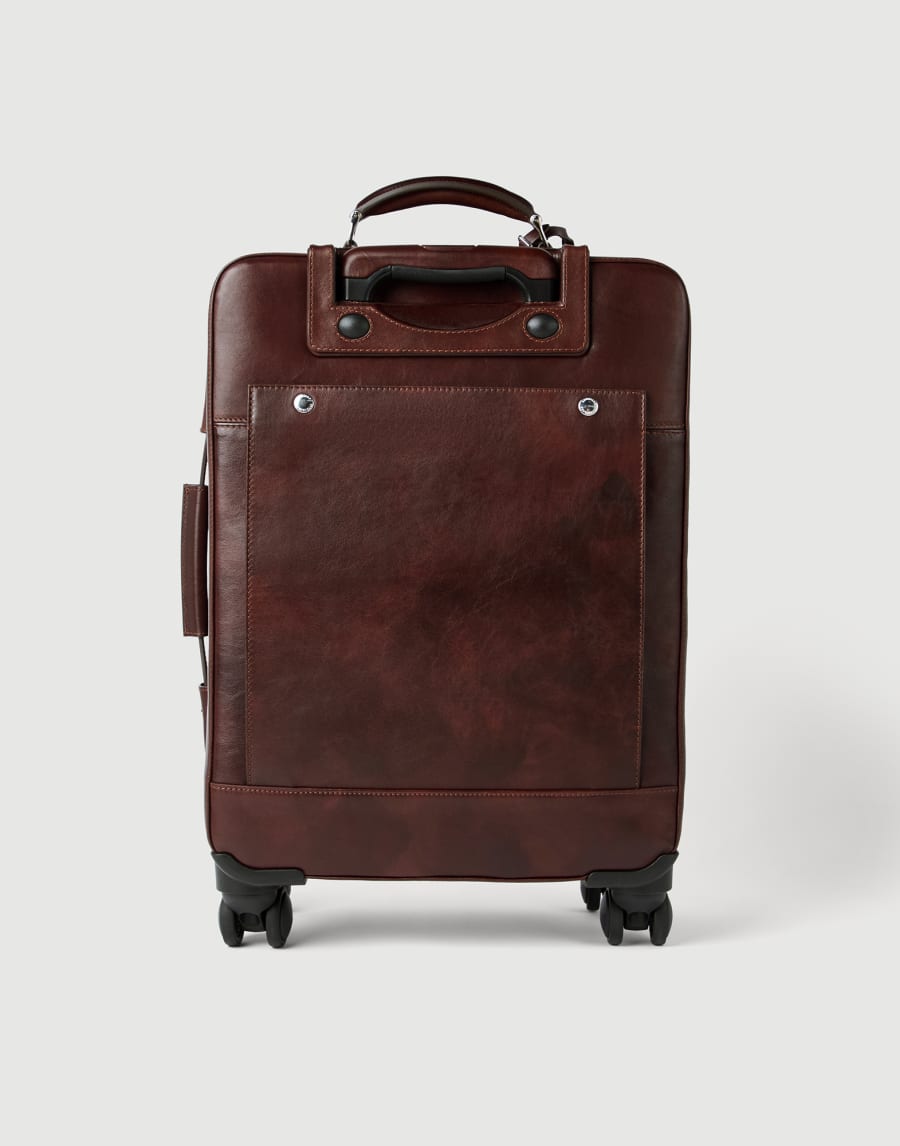 Burnished calfskin suitcase Burgundy Man - Brunello Cucinelli