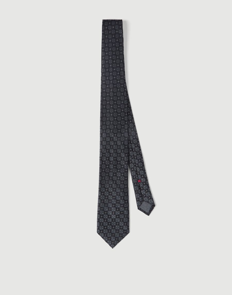 Silk tie with pattern Anthracite Man - Brunello Cucinelli