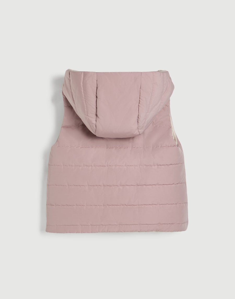 Hooded vest with monili Pink Girls - Brunello Cucinelli