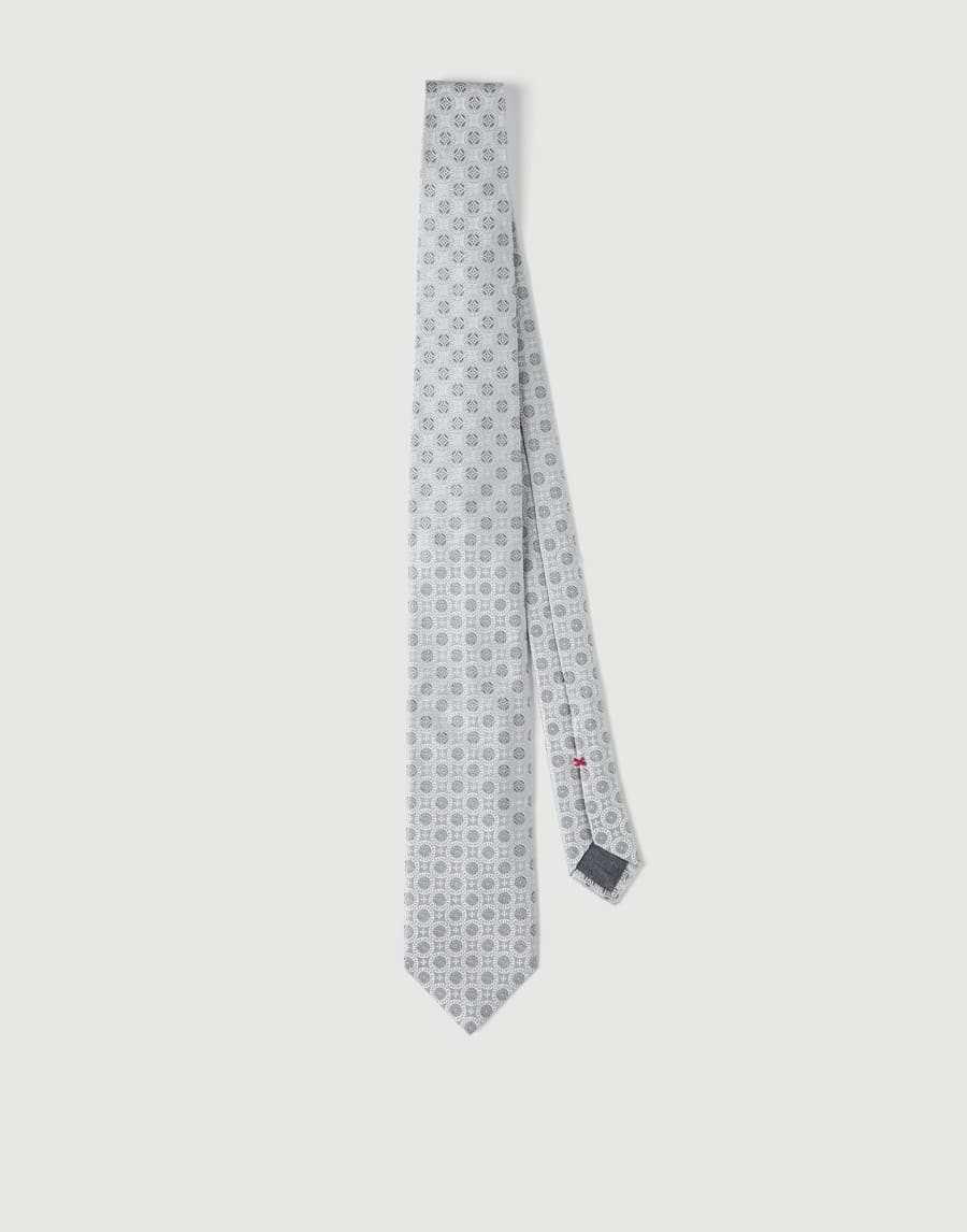 Silk tie with pattern Light Grey Man - Brunello Cucinelli