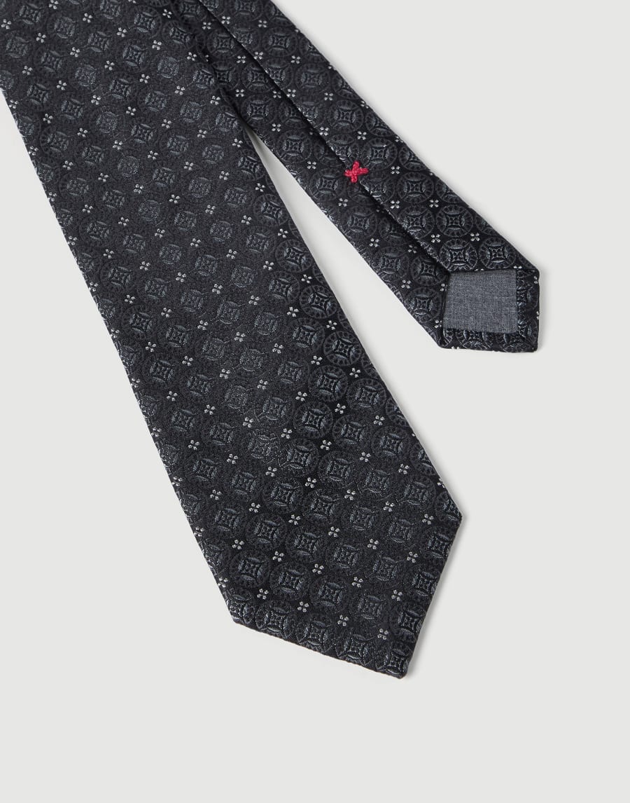 Silk tie with pattern Anthracite Man - Brunello Cucinelli