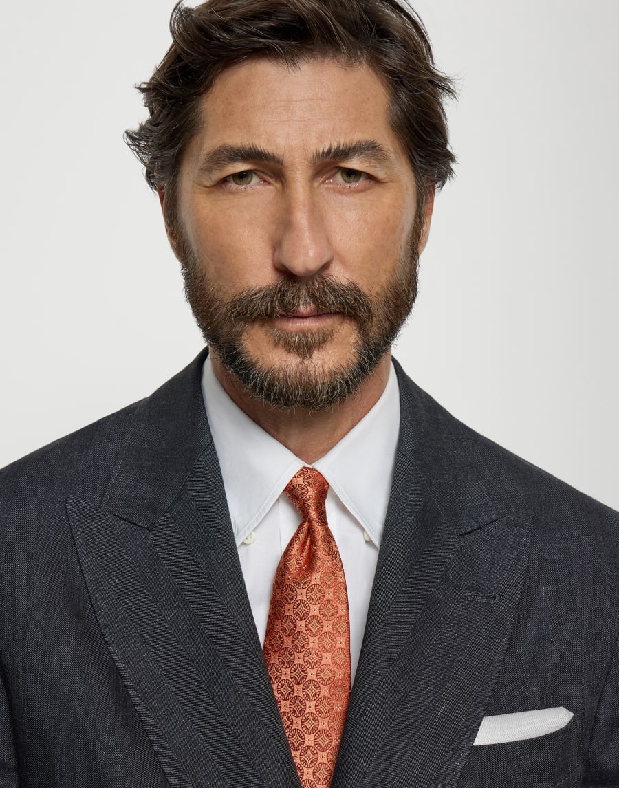 Corbata de seda con estampado Albaricoque Hombre - Brunello Cucinelli