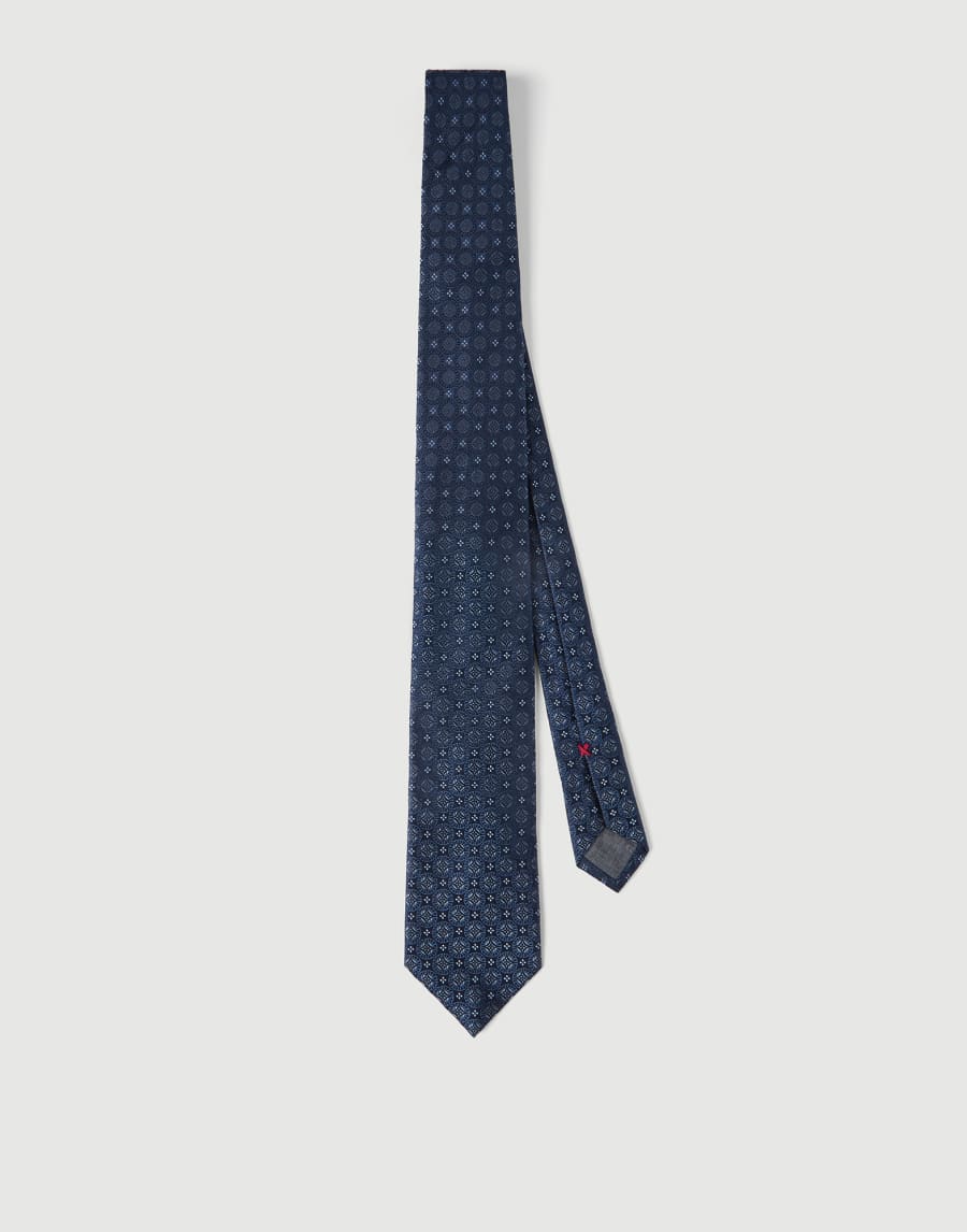 Silk tie with pattern Blue Man - Brunello Cucinelli