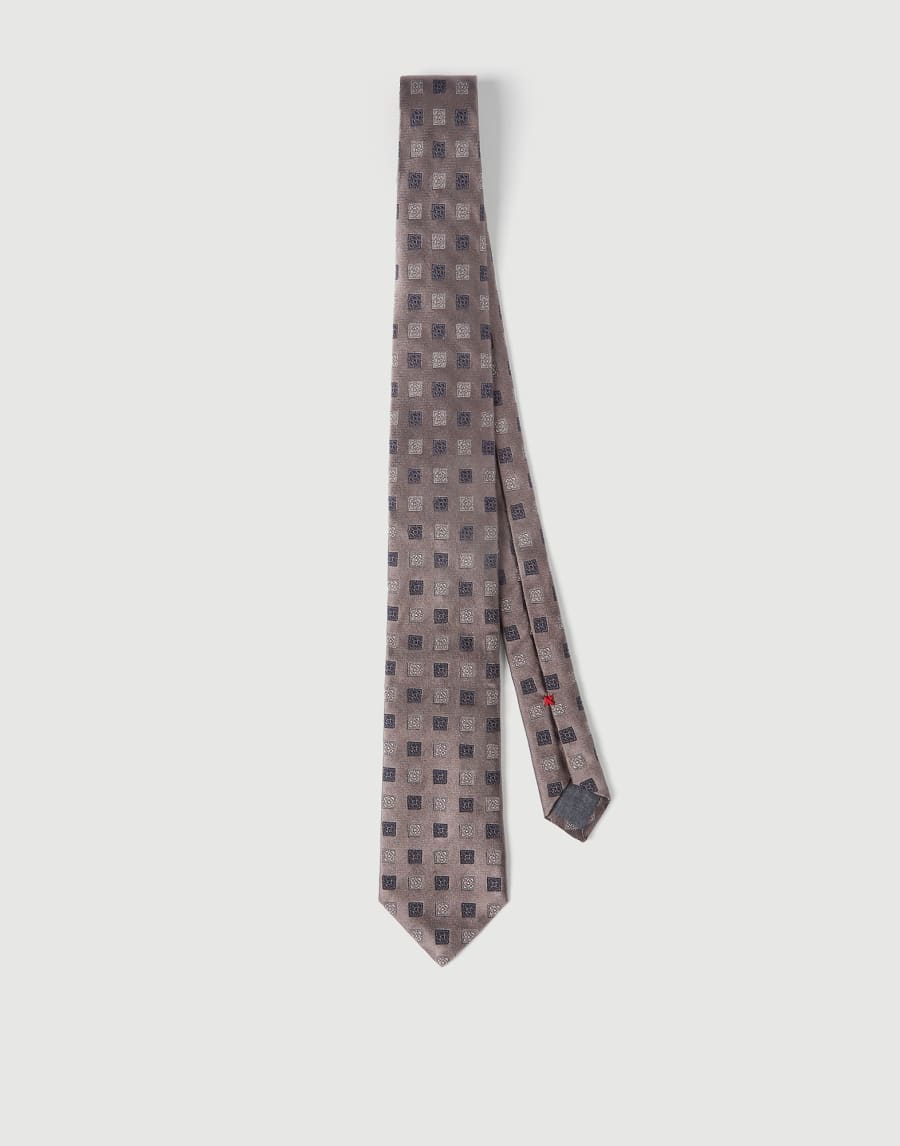 Silk tie with squares pattern Brown Man - Brunello Cucinelli