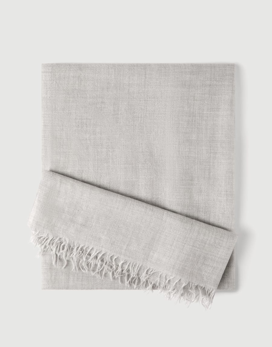 Cashmere and silk scarf Light Grey Woman - Brunello Cucinelli