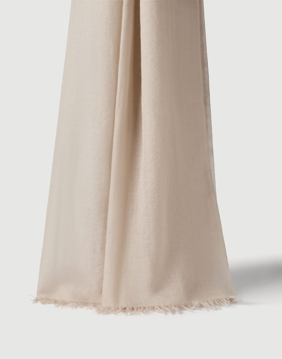 Cashmere and silk scarf Beige Woman - Brunello Cucinelli