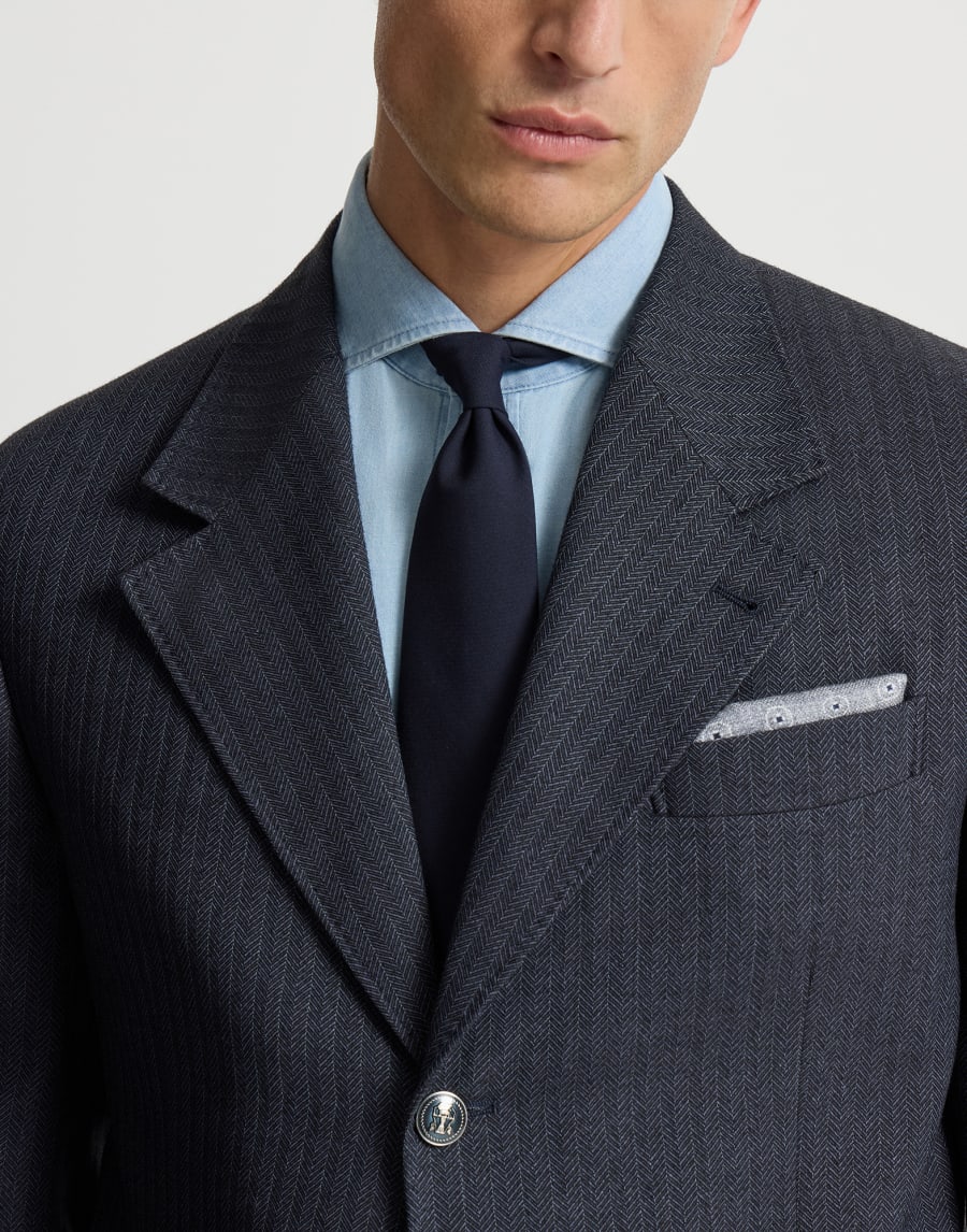 Corbata de tela de lana virgen Azul Hombre - Brunello Cucinelli