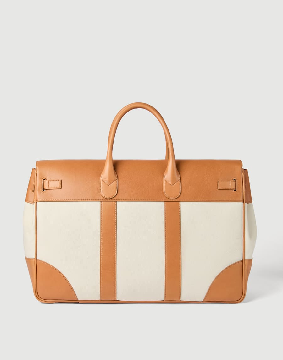 Calfskin and cowhide bag Ivory Man - Brunello Cucinelli