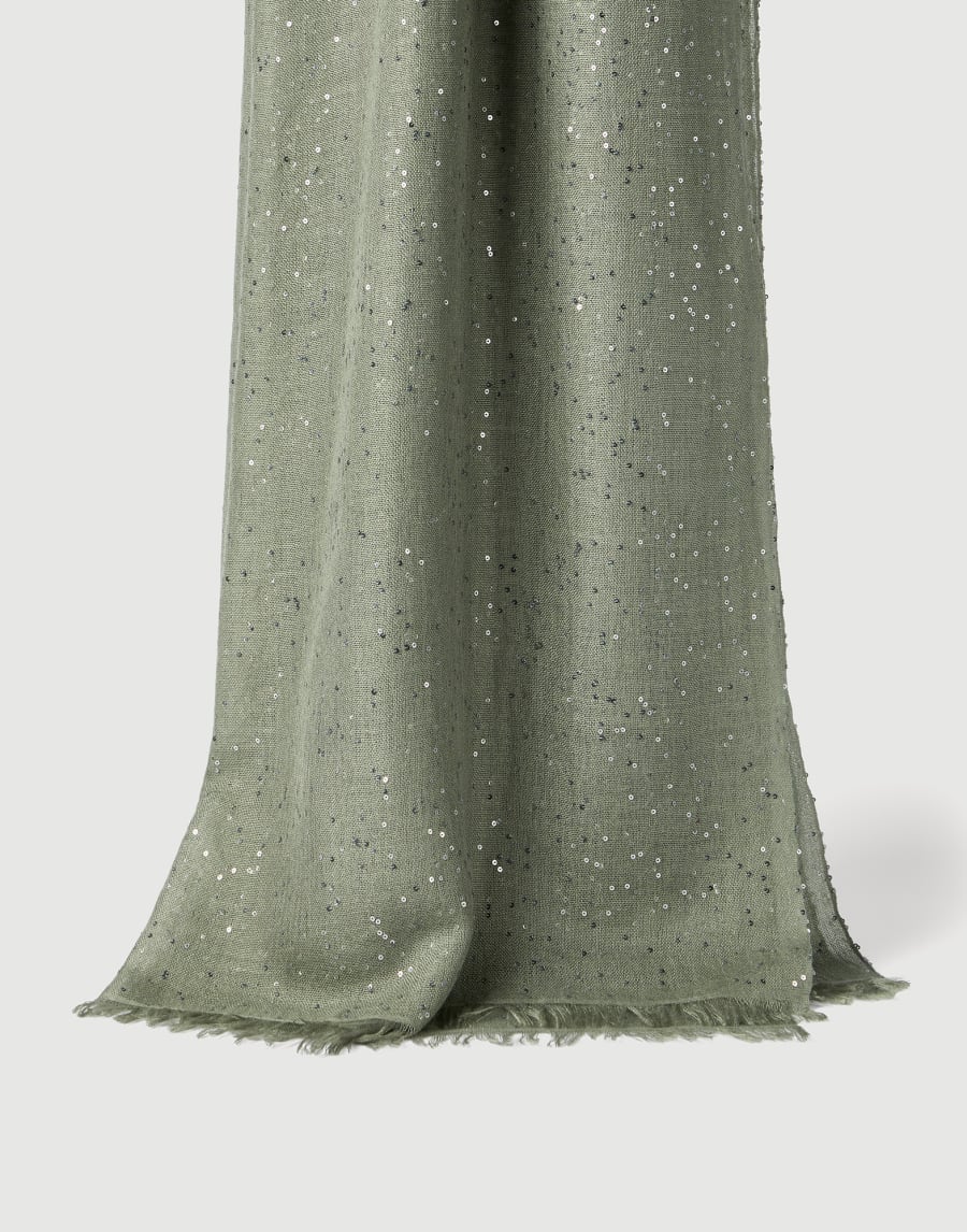 Cashmere and silk Diamond yarn scarf Green Woman - Brunello Cucinelli