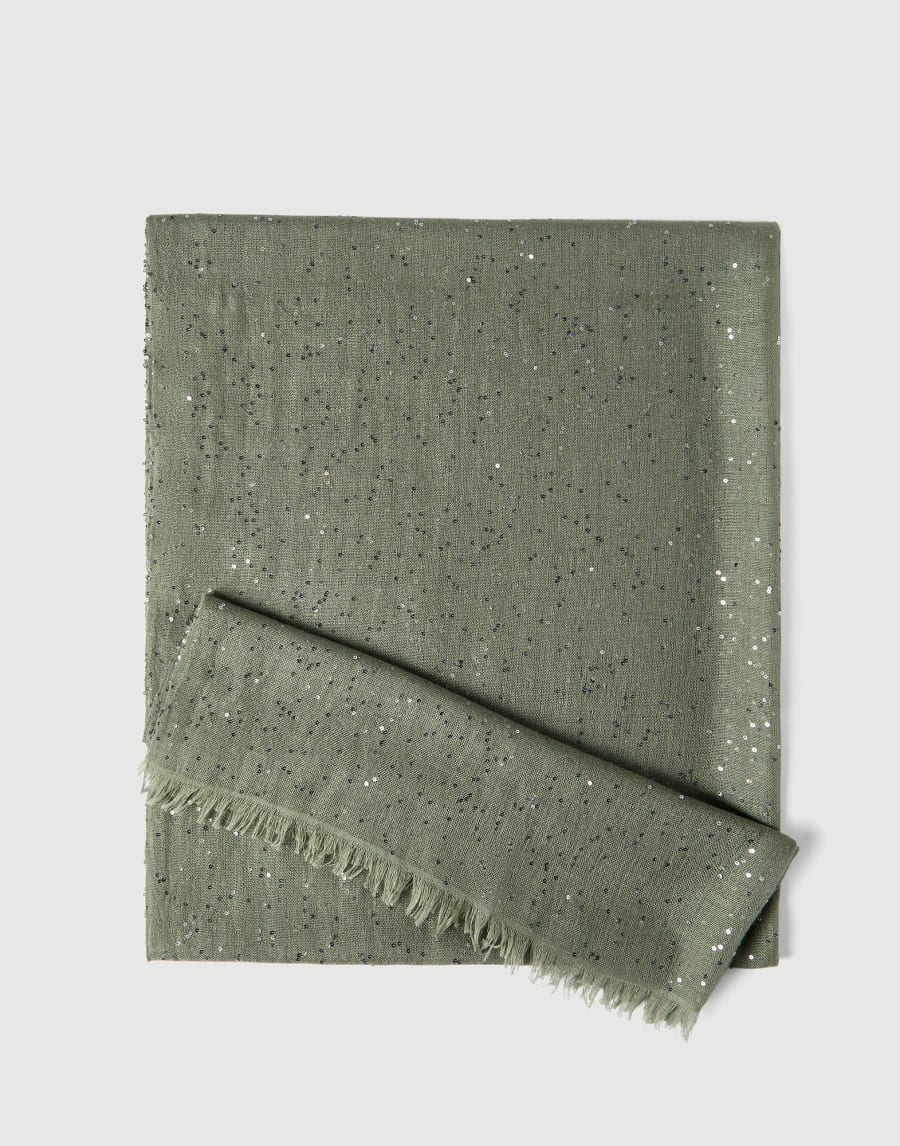 Cashmere and silk Diamond yarn scarf Green Woman - Brunello Cucinelli