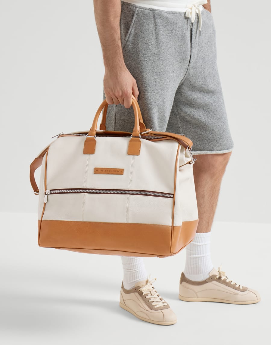 Tasche aus Kalbsleder und Rindsleder Elfenbein Herren - Brunello Cucinelli