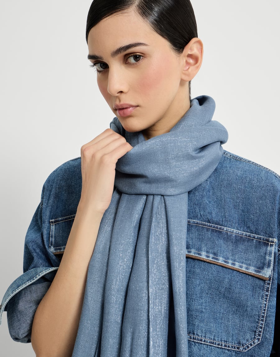 Sparkling scarf Blue Woman - Brunello Cucinelli