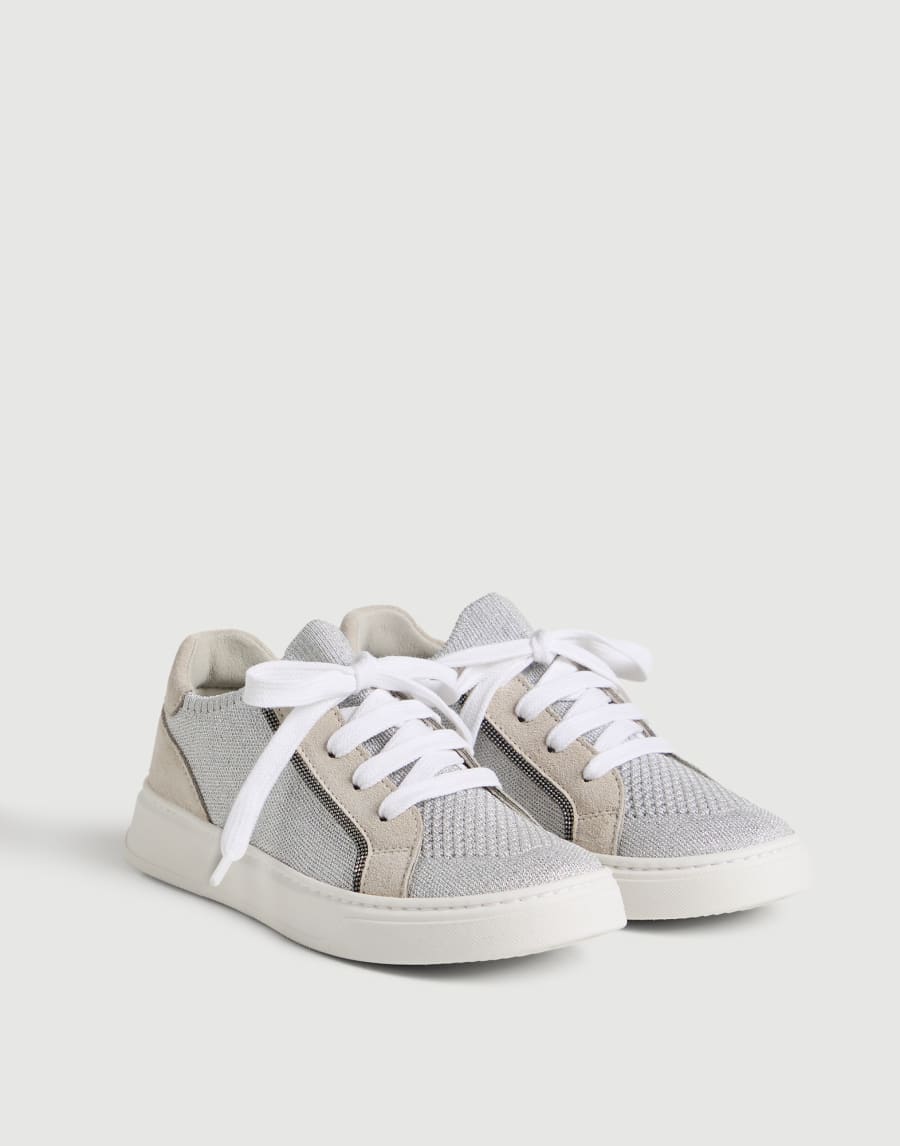 Suede and knit sneakers Light Grey Girls - Brunello Cucinelli