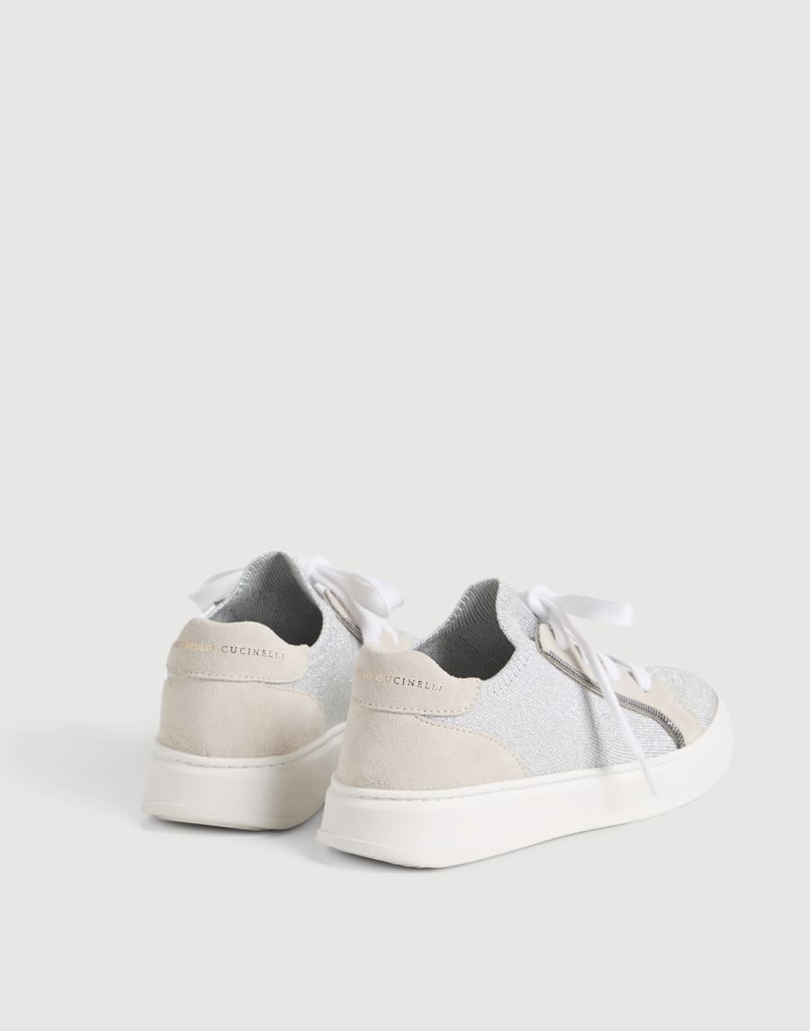 Suede and knit sneakers Light Grey Girls - Brunello Cucinelli