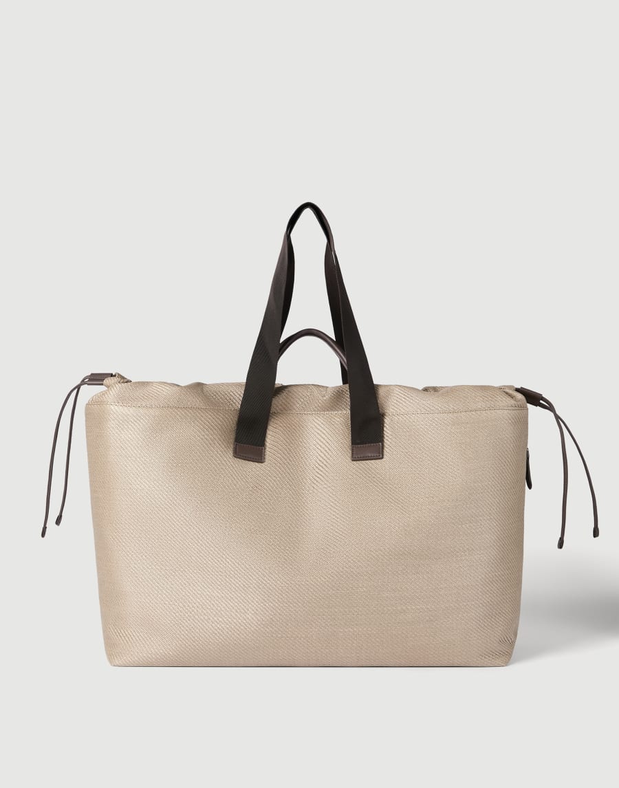 Leisure bag in raffia and leather Beige Lifestyle - Brunello Cucinelli