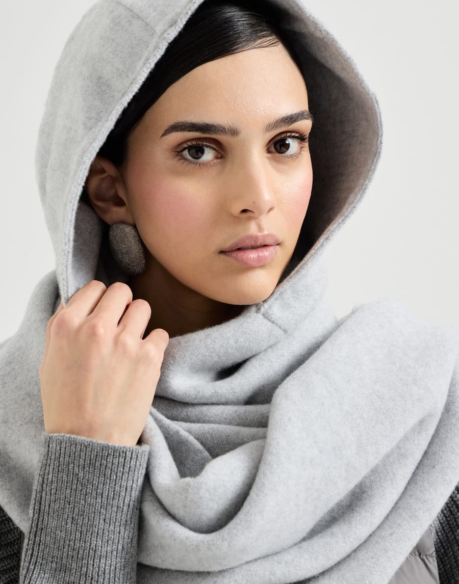 Knit scarf with hood Light Grey Woman - Brunello Cucinelli