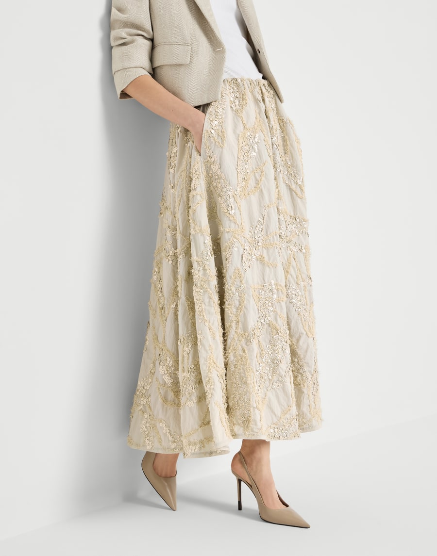 Skirt with dazzling seabed embroidery Sand Woman - Brunello Cucinelli