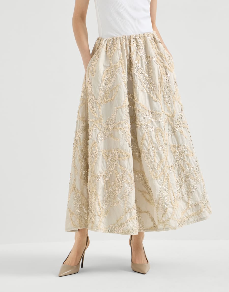 Skirt with dazzling seabed embroidery Sand Woman - Brunello Cucinelli
