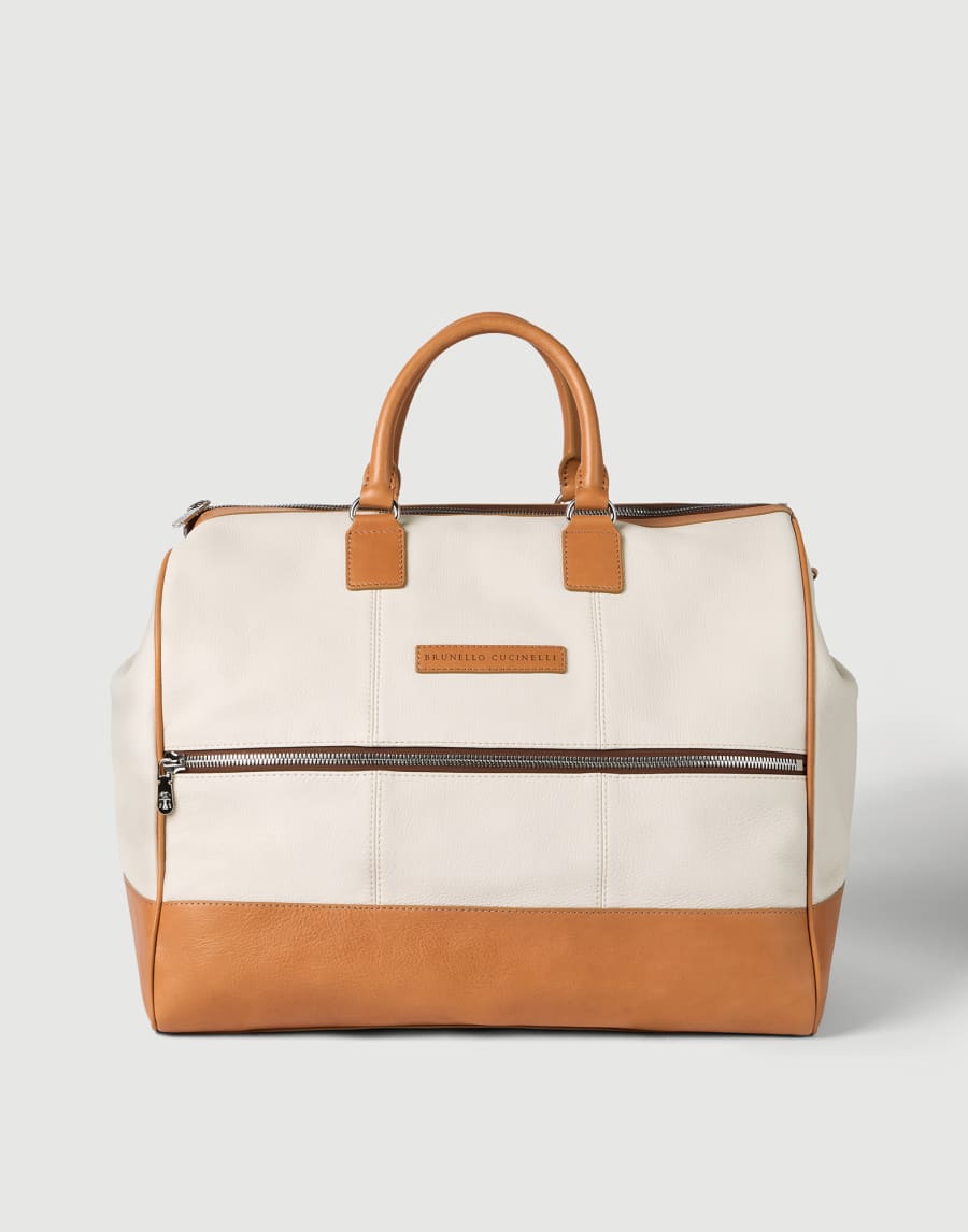 Calfskin and cowhide bag Ivory Man - Brunello Cucinelli