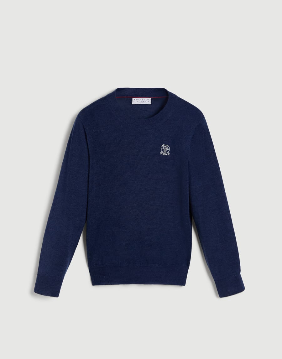 Lightweight sweater with logo Blue Boys - Brunello Cucinelli