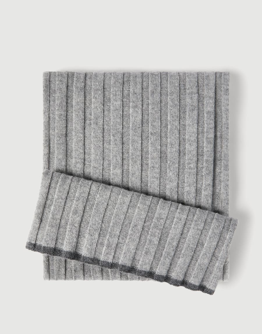 Cashmere rib knit scarf Light Grey Man - Brunello Cucinelli