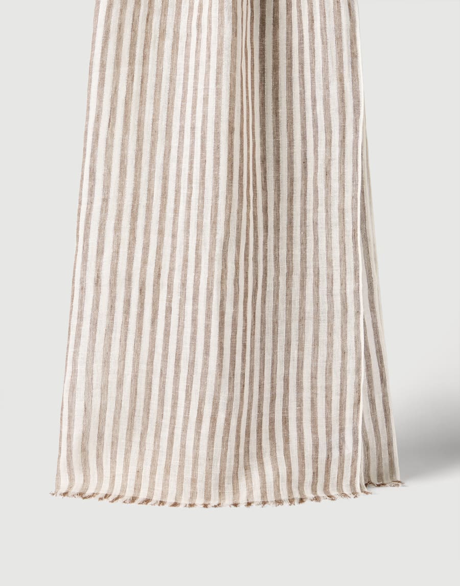 Sparkling striped linen scarf Panama Woman - Brunello Cucinelli