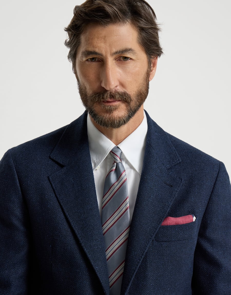 Corbata de seda con raya Texture Gris Medio Hombre - Brunello Cucinelli