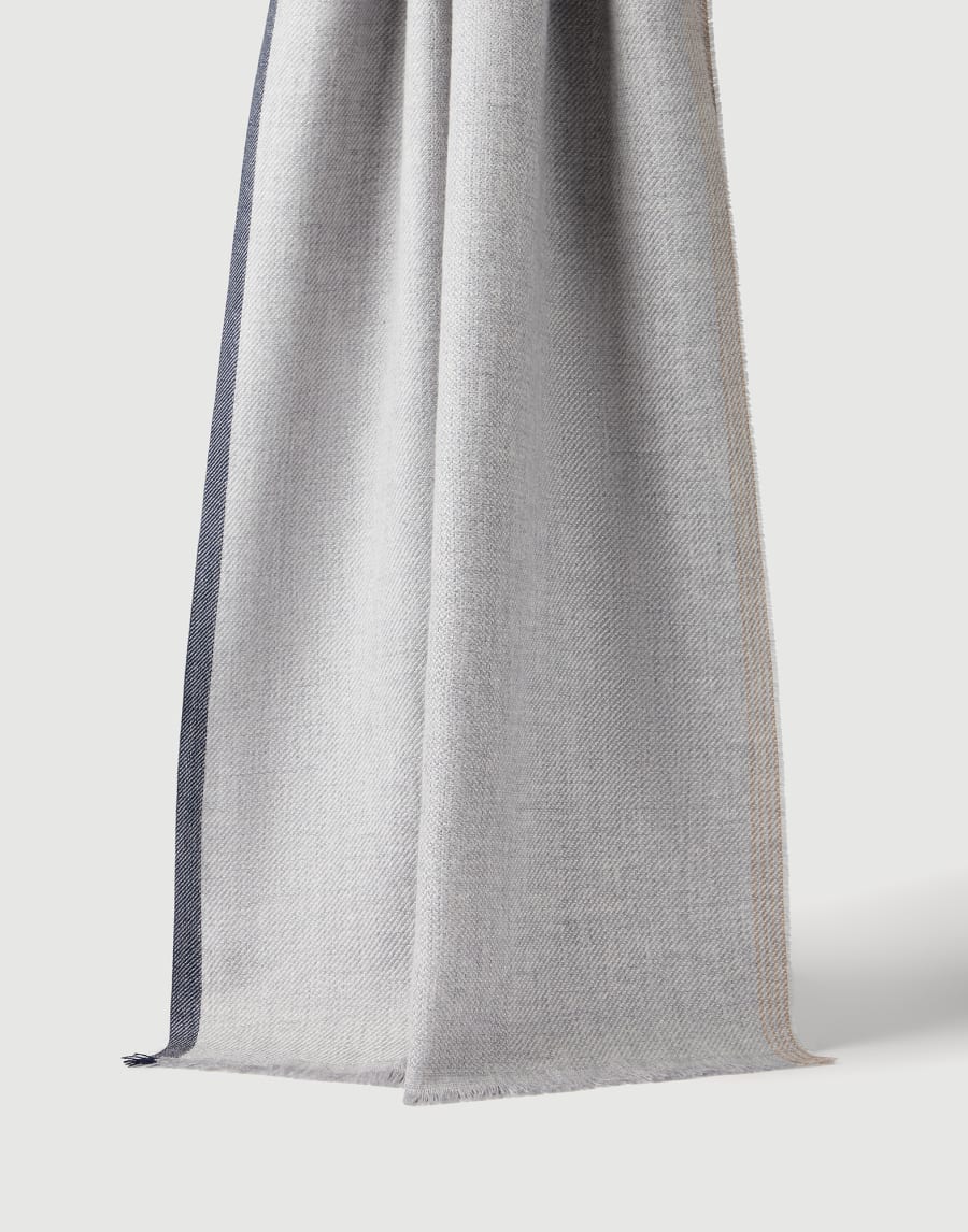 Wool and cashmere scarf Pearl Grey Man - Brunello Cucinelli