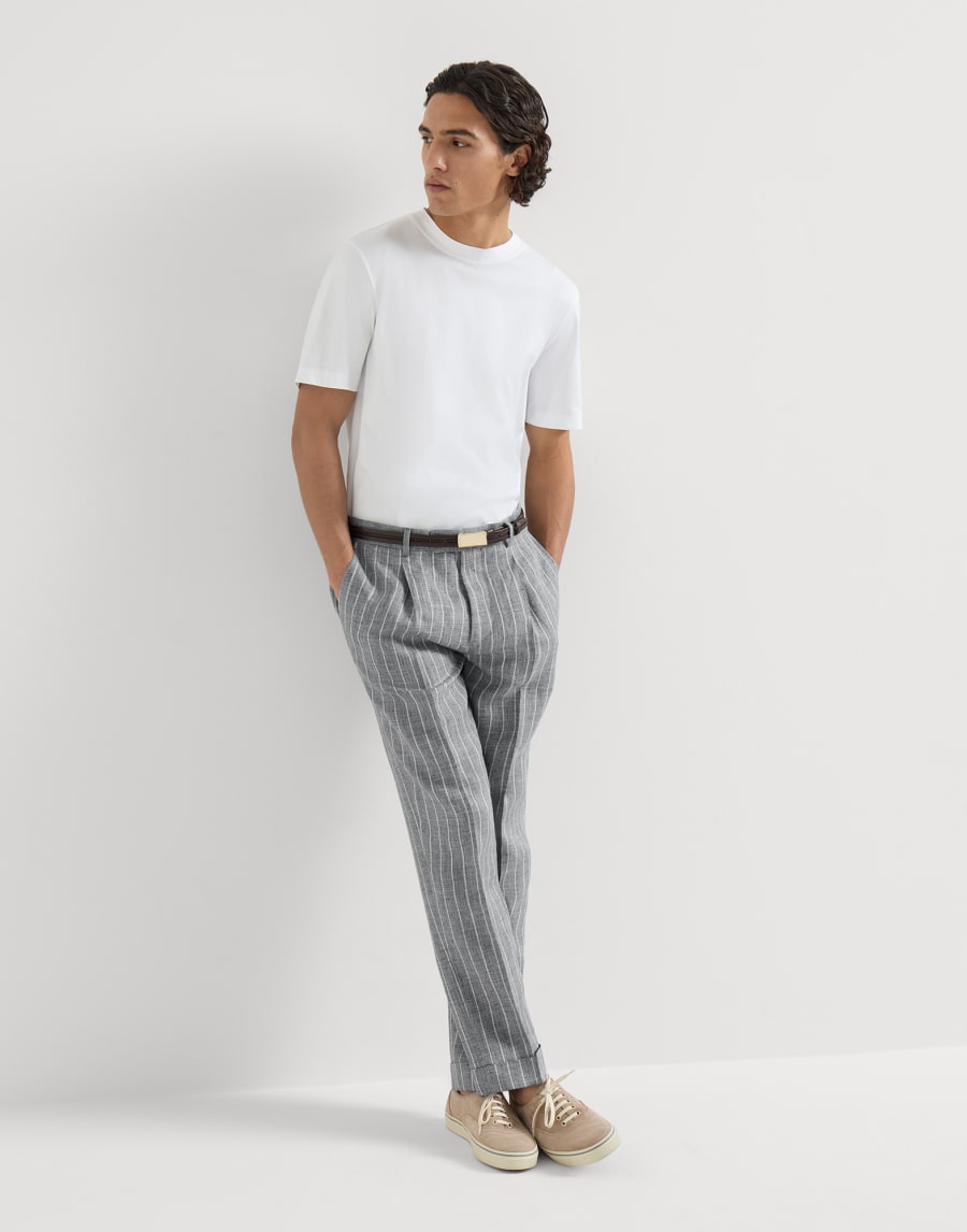 Pantalon en sergé Gris Moyen Homme - Brunello Cucinelli