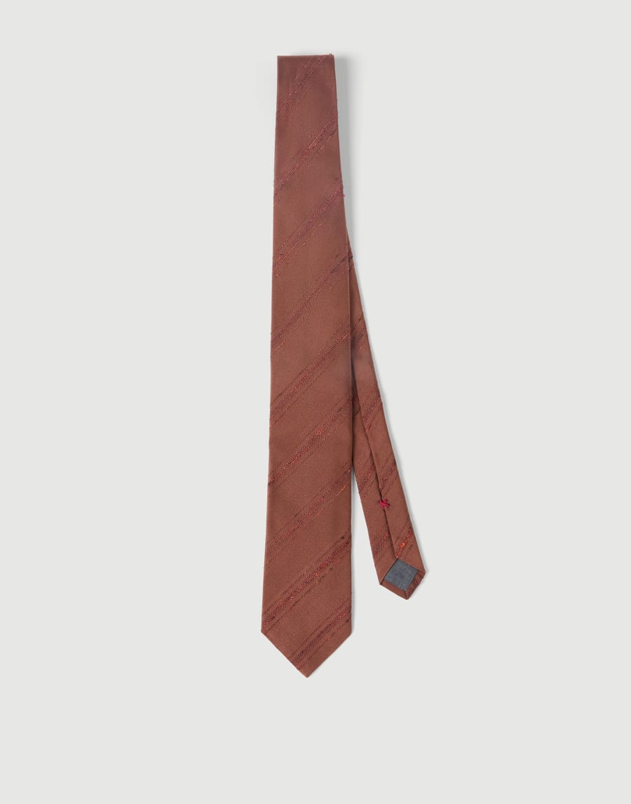 Silk and cotton tie Apricot Man - Brunello Cucinelli