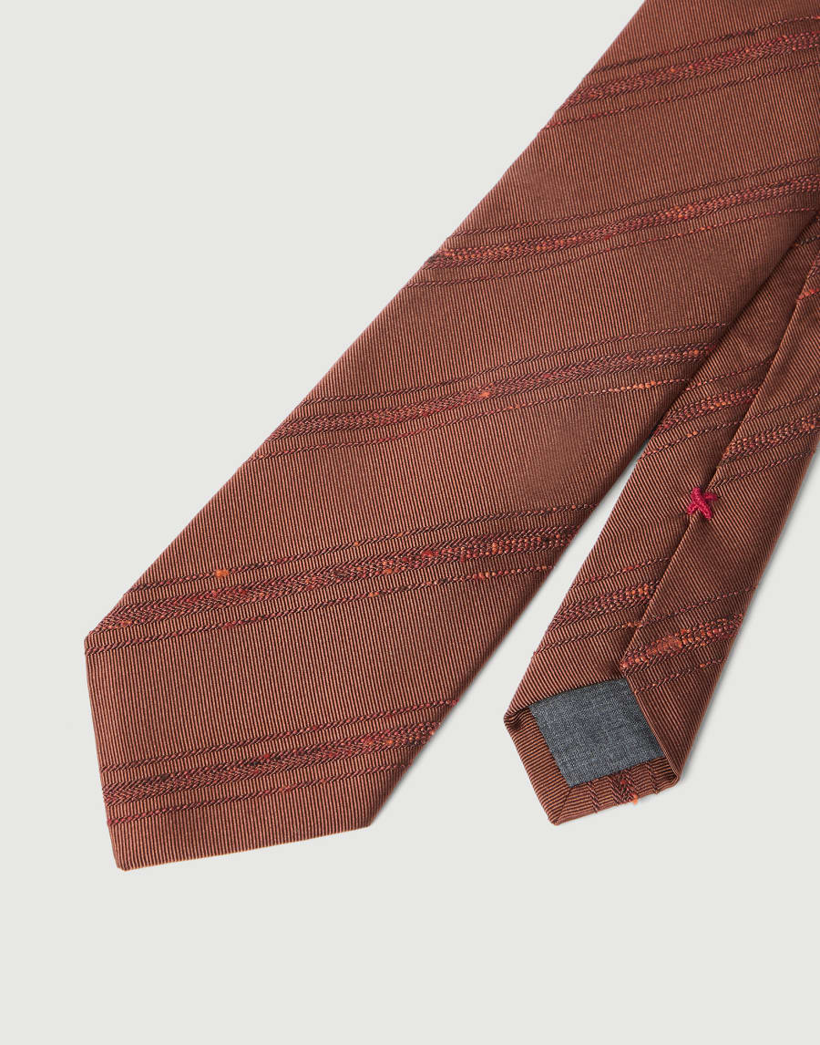 Silk and cotton tie Apricot Man - Brunello Cucinelli