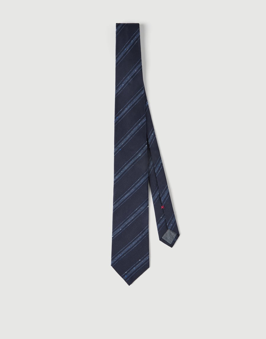 Silk and cotton tie Navy Blue Man - Brunello Cucinelli