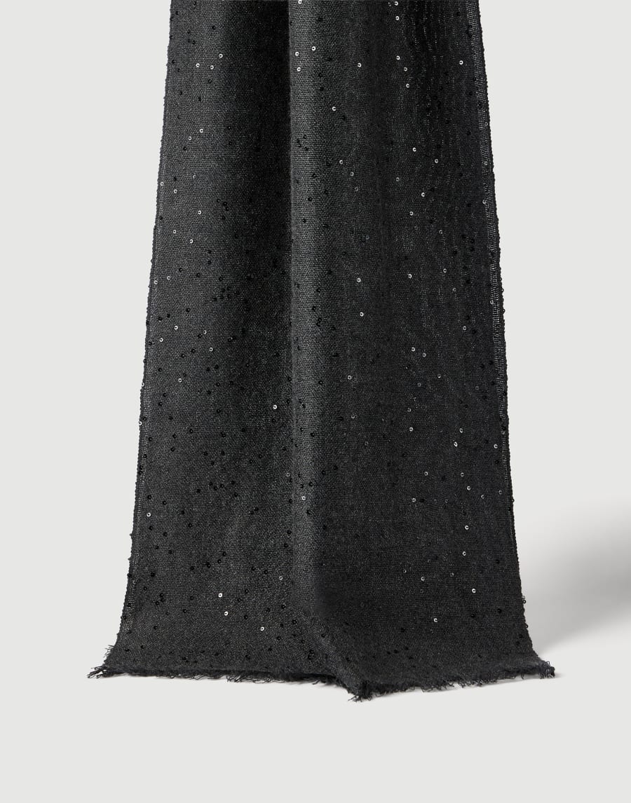 Cashmere and silk Diamond yarn scarf Anthracite Woman - Brunello Cucinelli