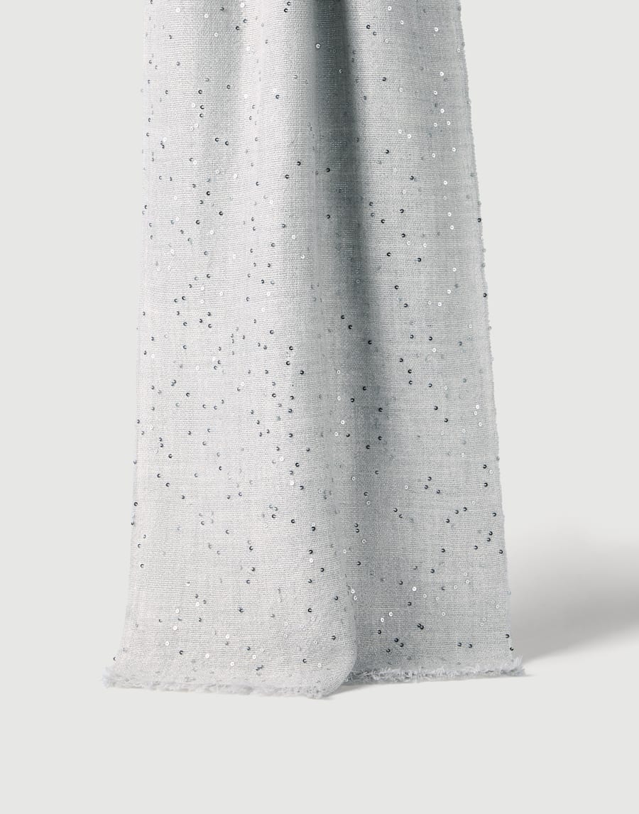 Cashmere and silk Diamond yarn scarf Fog Woman - Brunello Cucinelli