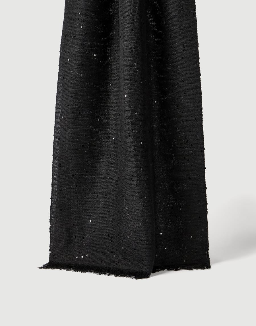 Cashmere and silk Diamond yarn scarf Black Woman - Brunello Cucinelli