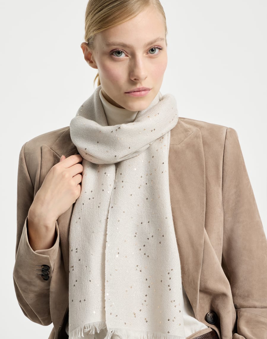 Cashmere and silk Diamond yarn scarf Panama Woman - Brunello Cucinelli