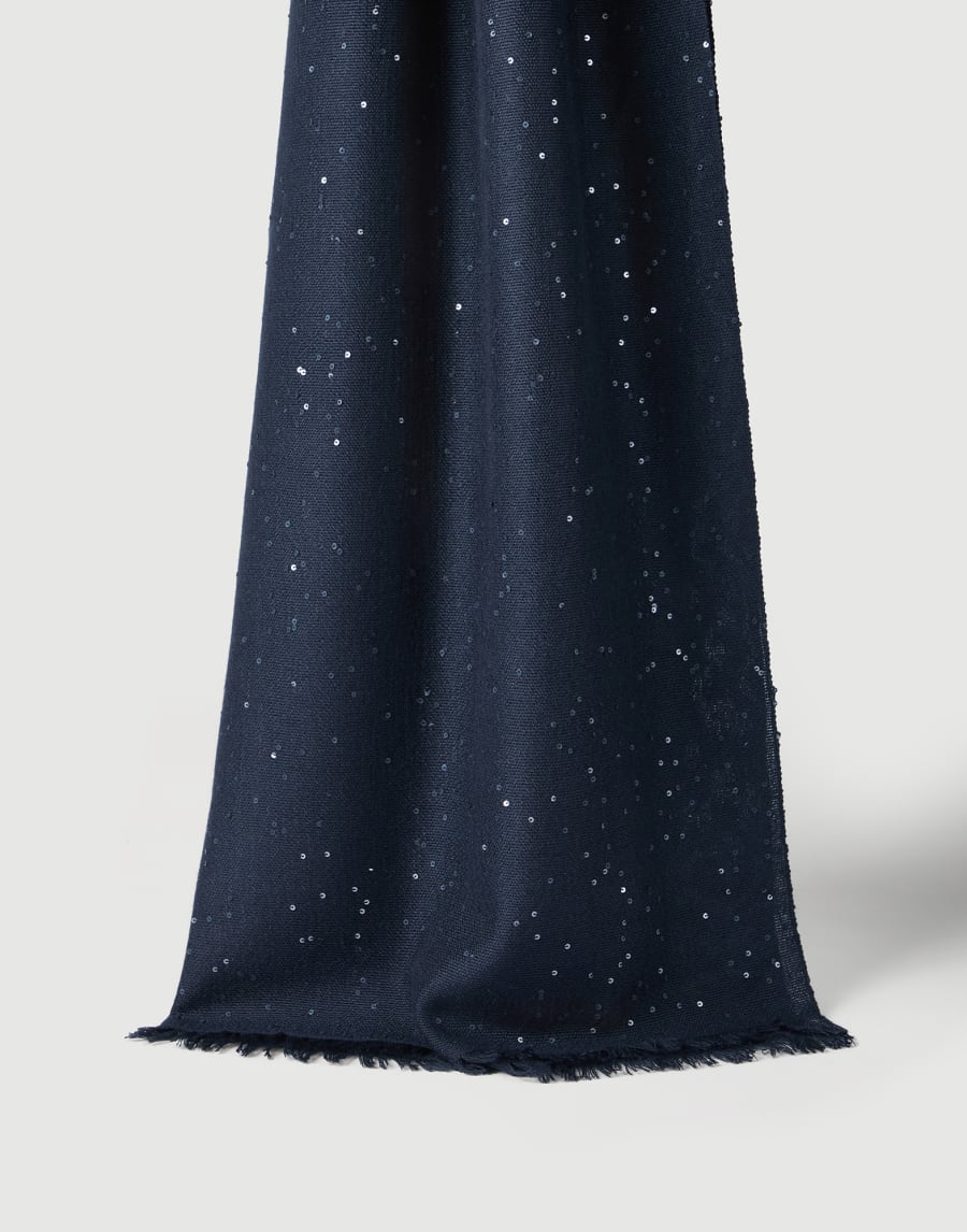 Cashmere and silk Diamond yarn scarf Blue Woman - Brunello Cucinelli