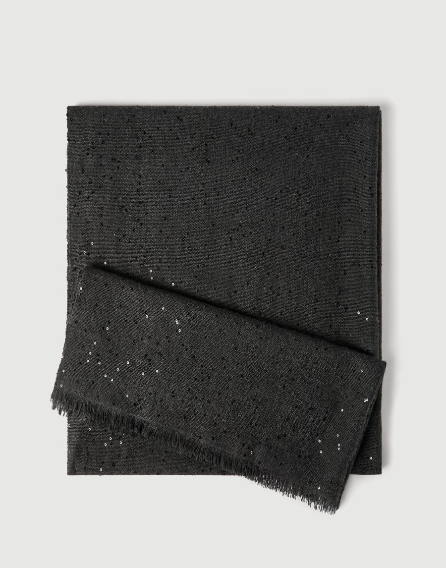 Cashmere and silk Diamond yarn scarf Lignite Grey Woman - Brunello Cucinelli