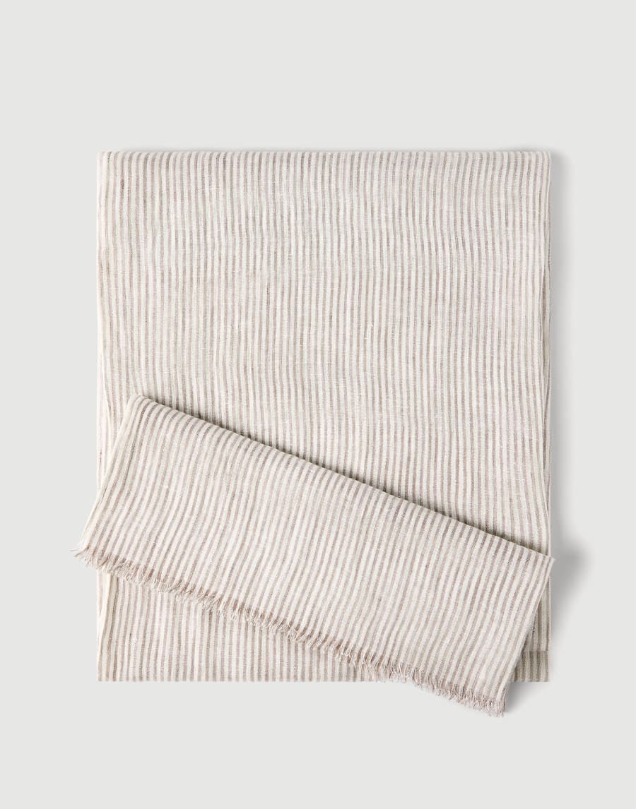 Sparkling striped linen scarf Panama Woman - Brunello Cucinelli