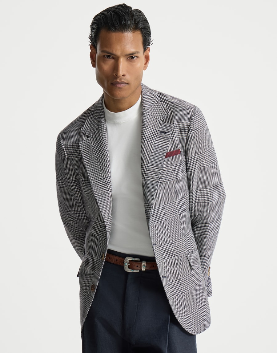 威尔士格纹马术风夹克 灰色 男款 - Brunello Cucinelli