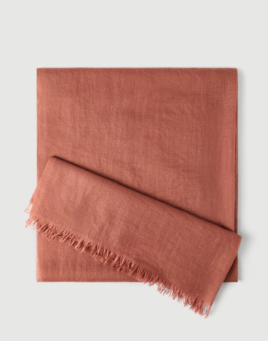 Schal aus Kaschmir und Seide Orange Damen - Brunello Cucinelli