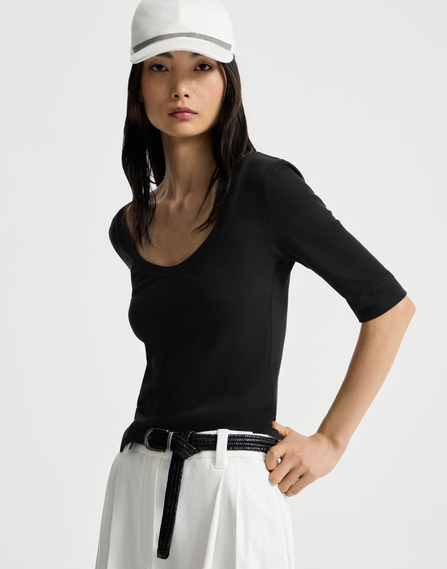 T-shirt with monili Black Woman - Brunello Cucinelli